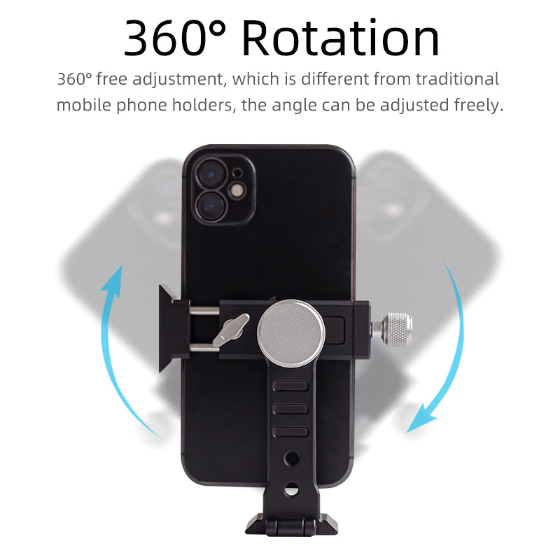 XILETU XJ-10SII Universal All Metal Phone Tripod Mount Holder Clip Adapter 360 Degree Rotation Mobile Clamp For ARCA Style Plate