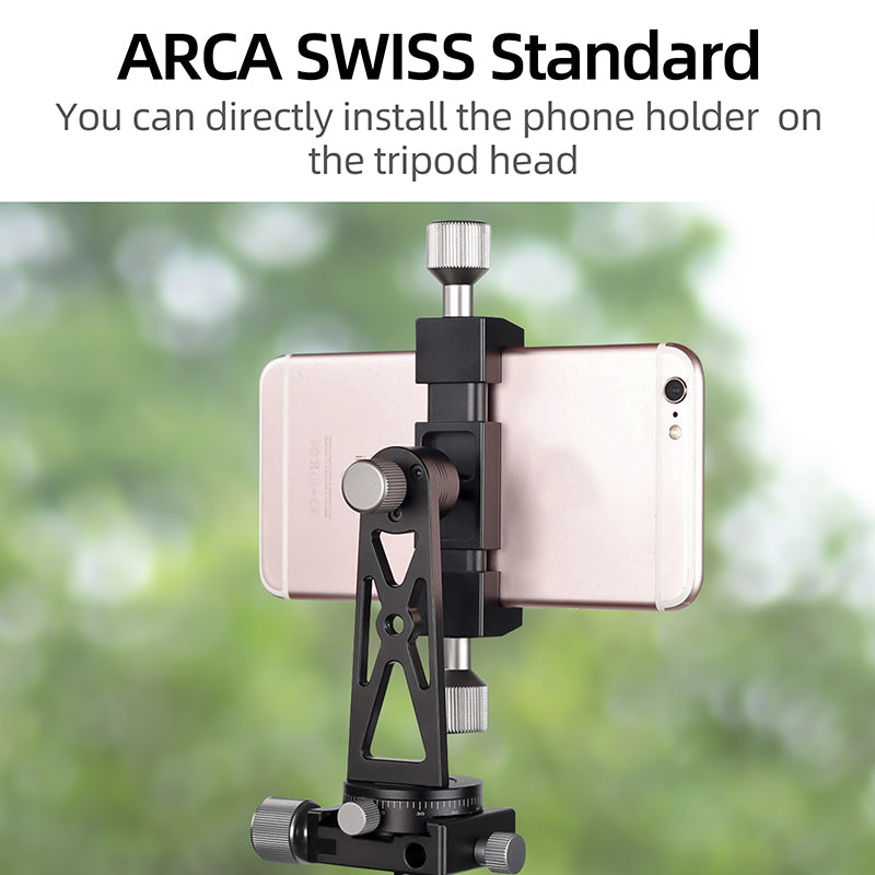 XILETU CP-5 All Metal Tripod Mount Adapter Cell Phone Clipper Holder Vertical 360 Rotation Tripod Stand for Smart Phones Tripod