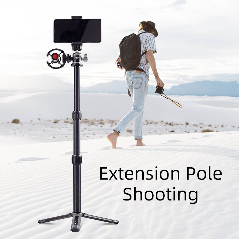 XILETU XTD30+MC22 Aluminum Mini Tripod 3KG 360° Cold Shoe Ball Head 1/4'' Screw Telescopic Desktop Stand For Phone Camera Vlog Shooting