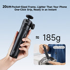 XILETU XS21+XJA+XCRB+GoPro Adapter Quick Open 3-Section Extendable 2-in-1 Desktop Tripod with 360° Ball Head and Phone Holder for DJI Pocket3/GoPro/Insta360