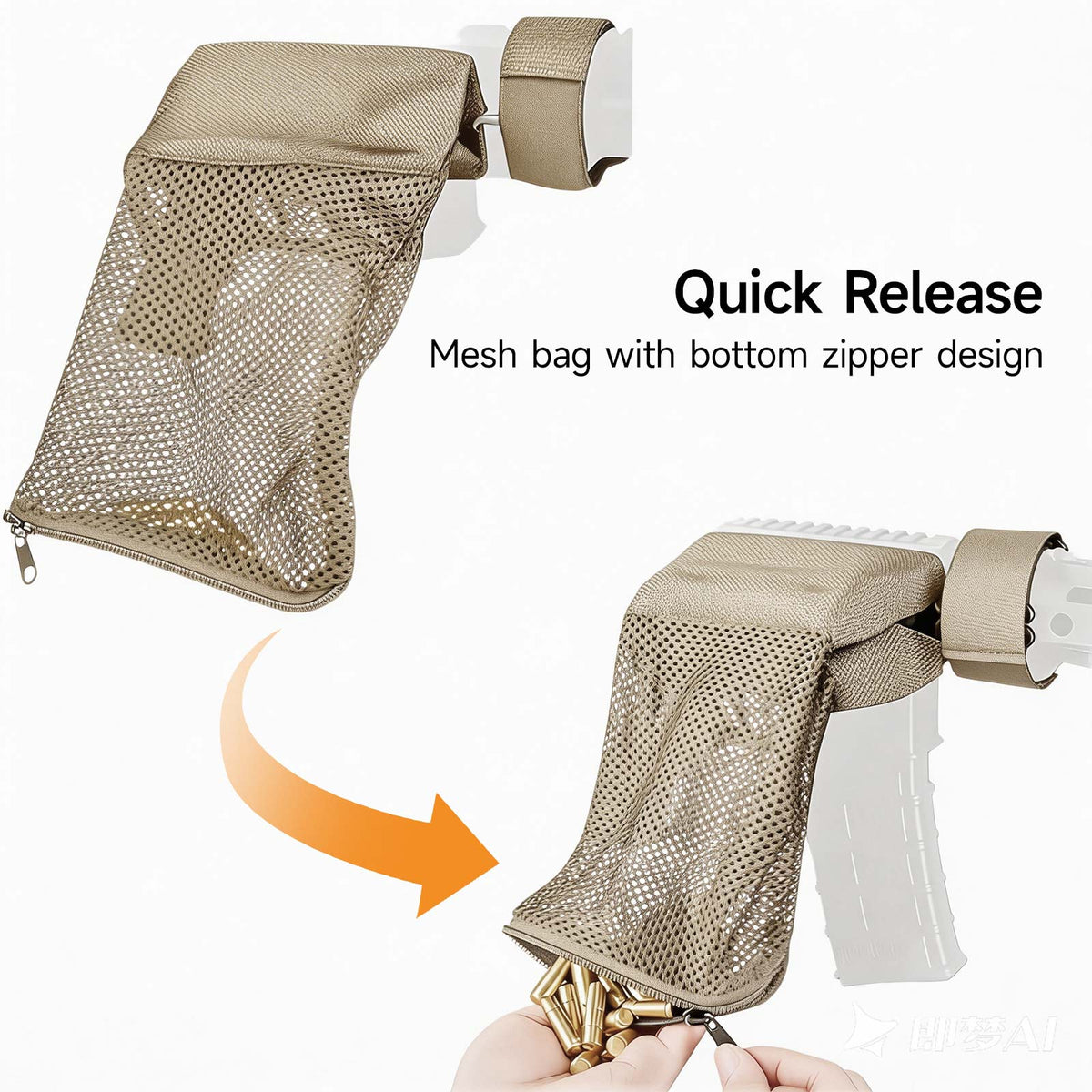XILETU NSC-1 Shell Collector Bag,Heat Resistant Thickened Mesh,Quick Release Zipper,Casing Collection Pouch Outdoor Tool