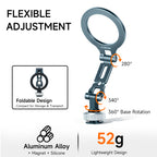 XILETU QPQ-T1 Magsafe Magnetic Phone Mount Foldable Metal Cold Shoe 1/4" Screw Arri Locating Hole Vlog Live Streaming Bracket