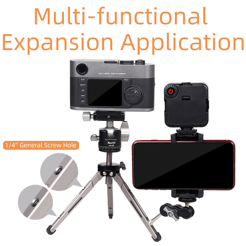 XIELTU XTS20+XG25 Mini Aluminum Tripod with Detachable Ball Head 360 Degree Rotation, Aluminum Alloy Tripod For GoPro DSLR