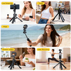 XILETU XS21+XJA+XCRB+GoPro Adapter Quick Open 3-Section Extendable 2-in-1 Desktop Tripod with 360° Ball Head and Phone Holder for DJI Pocket3/GoPro/Insta360