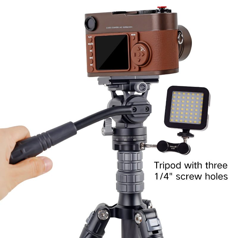 XILETU X224C+LS1 Portable Carbon Fiber Tripod Reverse Folding Design Hydraulic Head QR Plate 13lbs Load for DSLR Mirrorless Camera Phone