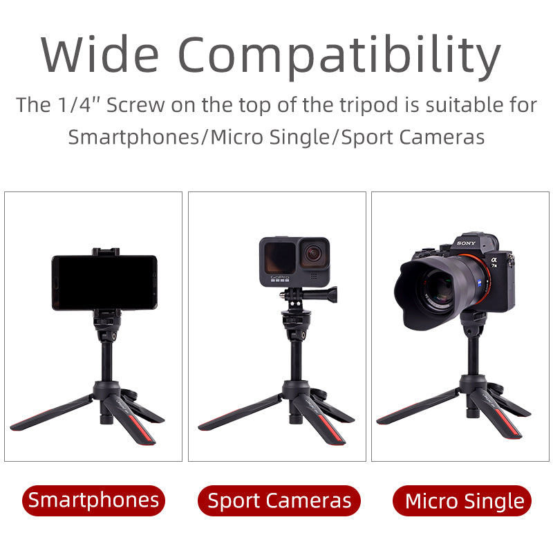XILETU CD-5 Lightweight Mini Selfie Stick Tripod All in One Vlog Kit with Bluetooth Phone Holder for Vlog Live Streaming