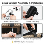 XILETU NSC-2 Heat-Resistant Brass Shell Catcher Adjustable Mount Quick Release Zippered Mesh Pouch for Outdoor Shooting Sports