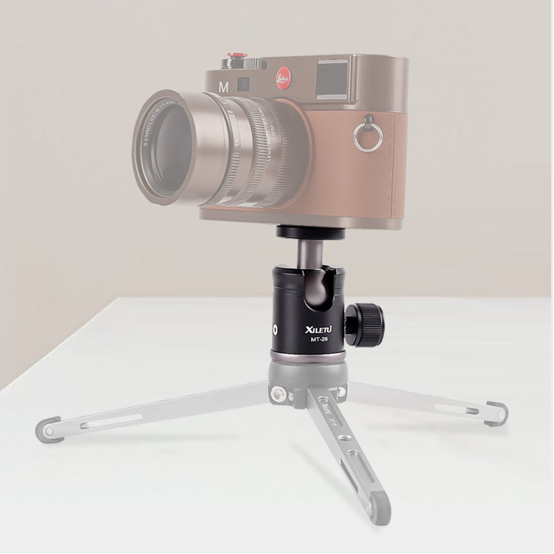XILETU MT-26 Metal Mini Ball Head 1/4" Ball Head For Tripod DSLR Camera Tripod Mount 360 Rotating Mount Base Adapter