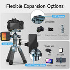 XILETU M-5GS Mini Tripod 1/4" Dual Panoramic Ball Head Portable Tabletop Camera Tripod for DSLR SLR Smartphone Vlog Macro Shooting