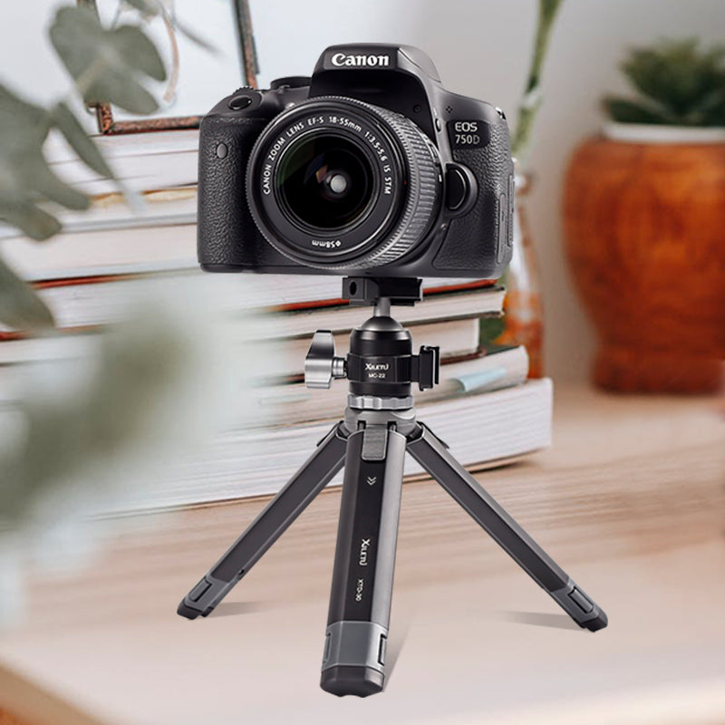 XILETU XTD30+MC22 Aluminum Mini Tripod 3KG 360° Cold Shoe Ball Head 1/4'' Screw Telescopic Desktop Stand For Phone Camera Vlog Shooting
