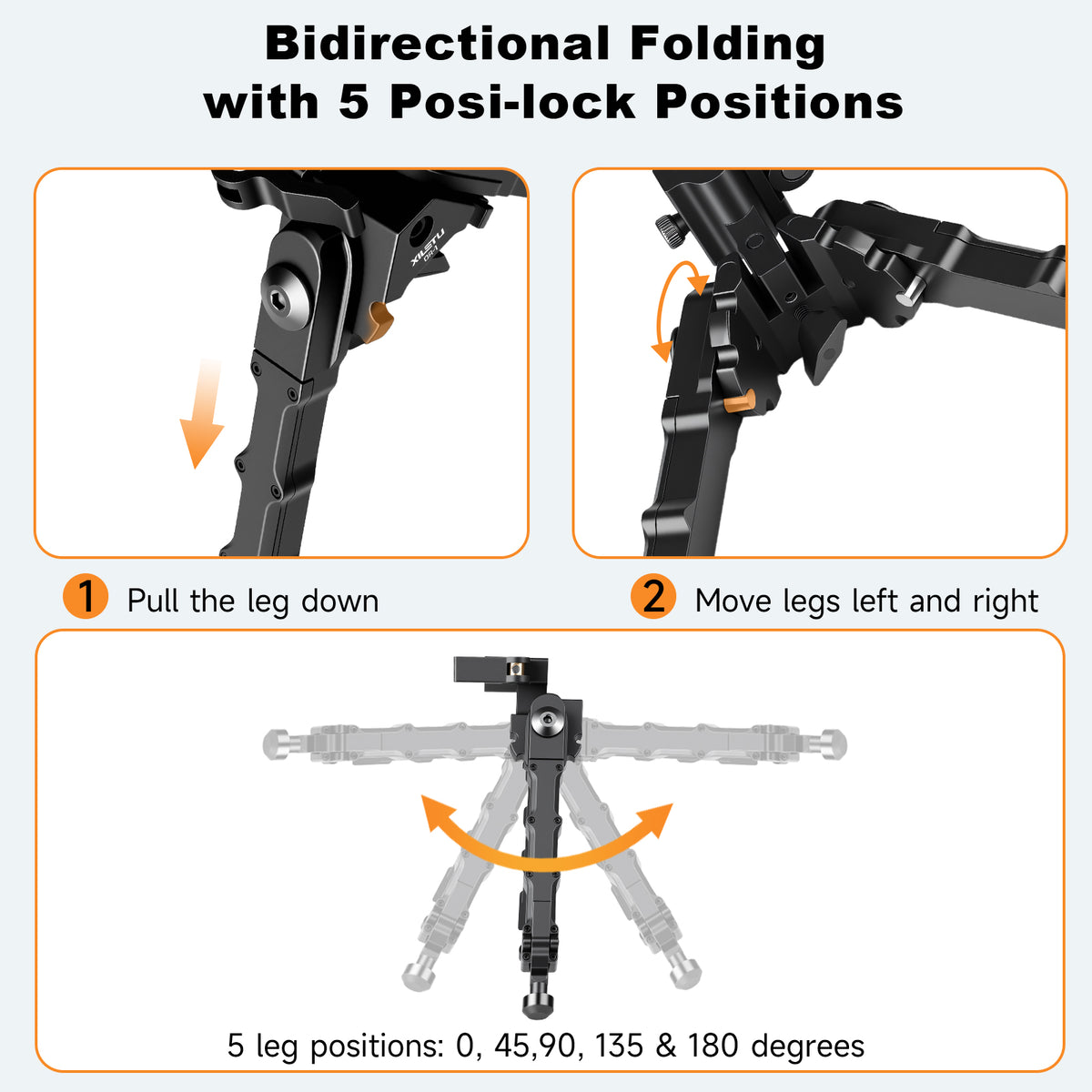 XILETU DR-1 7.2-8.6 Inch Bipod Foldable with 360° Rotation & Tilt, Quick Release Metal Bipod for Hunting Shooting Outdoor