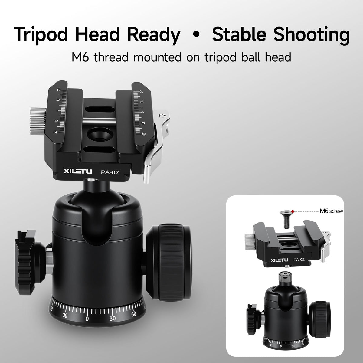 XILETU PA-02 140g QR Clamp, CNC Aluminum Quick Release Clamp, Arca-Swiss & Picatinny Adapter for DSLR Camera Tripod Monopod Ball Head