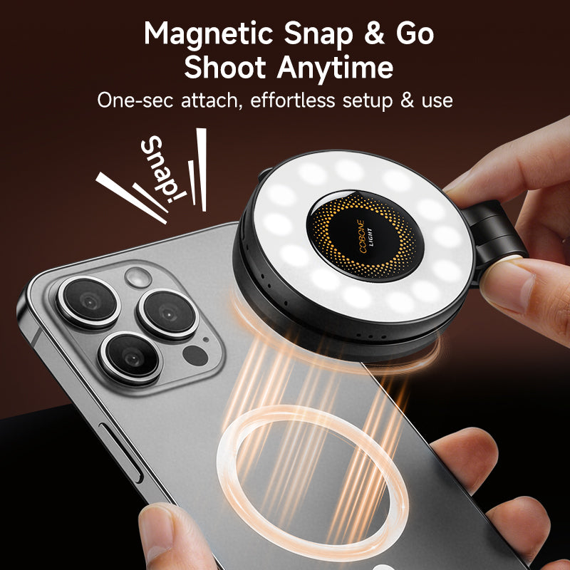 XILETU W-50 Three-tone MagSafe Magnetic Fill Light Dimmable CRI80+ Portable Phone Stand For Outdoor Live Vlog Shooting