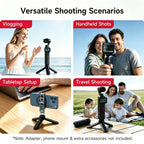 XILETU XS-25 Auto Open 2-in-1 Mini Tripod 1/4 Screw Stand for DJI Pocket 3 4 4Pro Insta360 Action Panoramic Vlog Camera