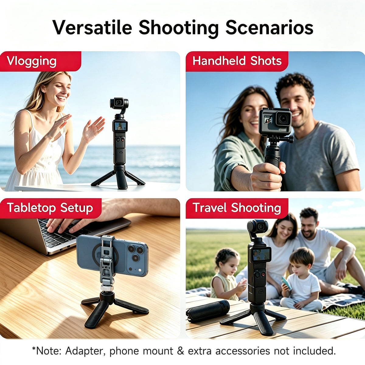 XILETU XS-25 Auto Open 2-in-1 Mini Tripod 1/4 Screw Stand for DJI Pocket 3 4 4Pro Insta360 Action Panoramic Vlog Camera