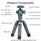 XILETU M-5G Mini Portable Lightweight Travel Tripod Tabletop Video Mini Tripod with 360 Degree Ball Head for Camera DSLR SLR
