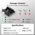 XILETU PA-02 140g QR Clamp, CNC Aluminum Quick Release Clamp, Arca-Swiss & Picatinny Adapter for DSLR Camera Tripod Monopod Ball Head