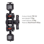 XILETU TM-S1 TM-S2 Magic Arm Camera Mount Bracket Double Ball Head 360° Rotation for Camera Monitor Lights Recorders Microphone Audio