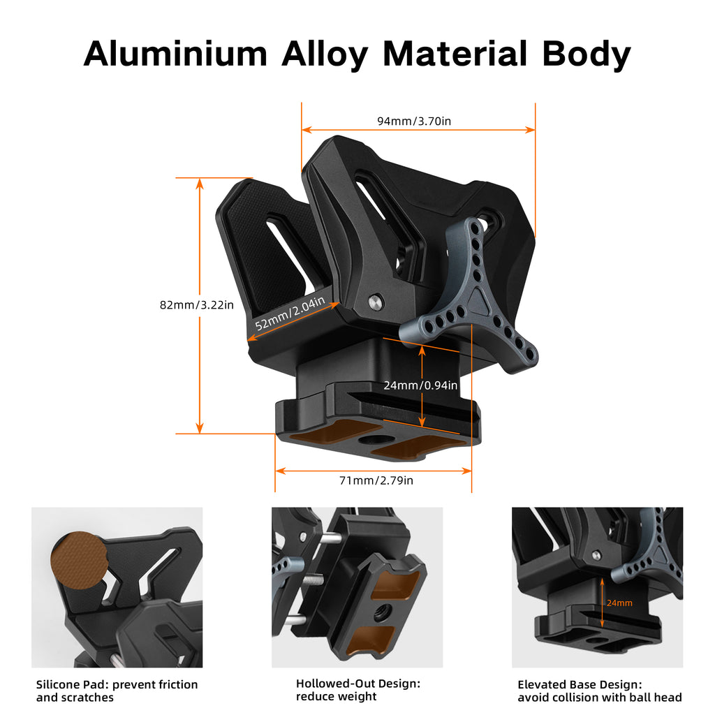 XILETU QRD-3 Aluminum Rifle Clamp Adapter Saddle Rest for Tripod Mount with ARCA SWISS, Tactical Hunting Shooting Clamp
