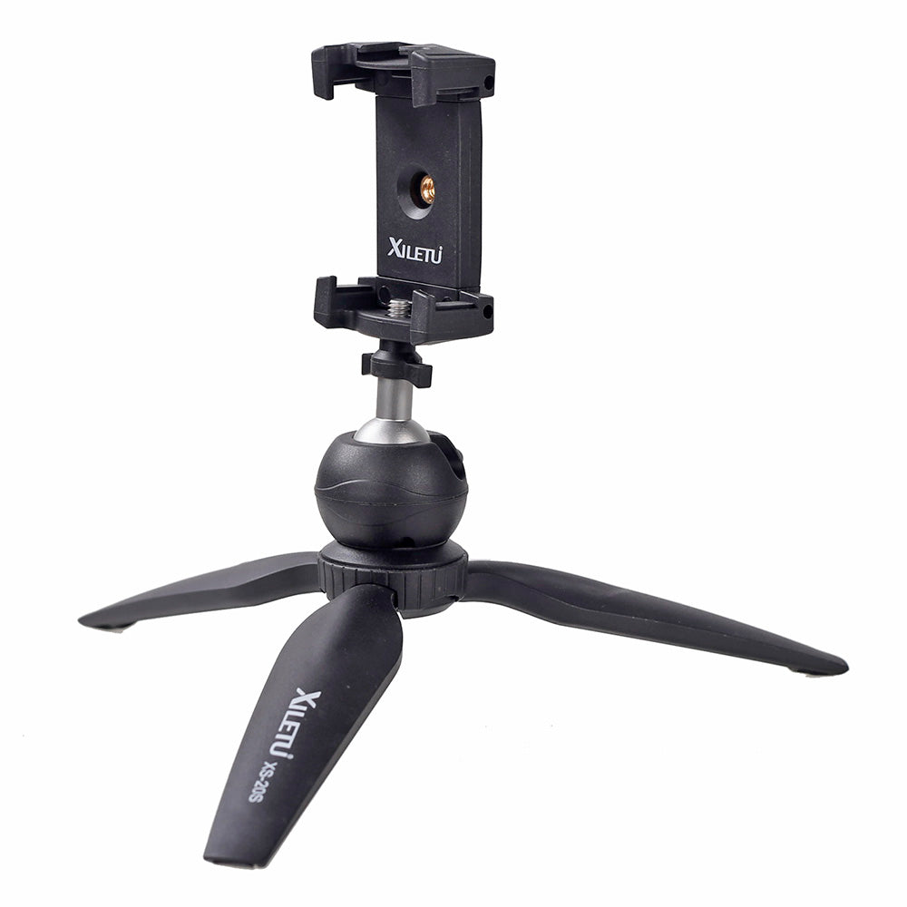 XILETU XJ-12 Mobile Tripod Mount Clipperwith Cold Shoe Mount for Boya Rode VideoMicro Microphone 1/4'' Tripod Clamp for iPhone X