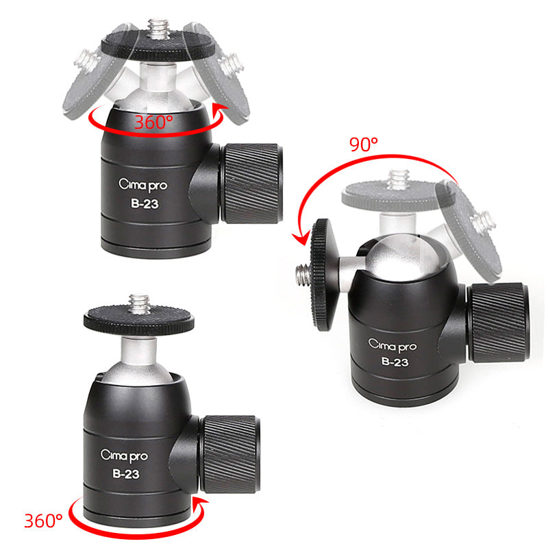 XILETU B-23 Mini Tripod Ball Head Aluminum Alloy Metal 360 Degree Tripod Ball Head Panoramic Head W 1/4 Screw For DSLR GoPro