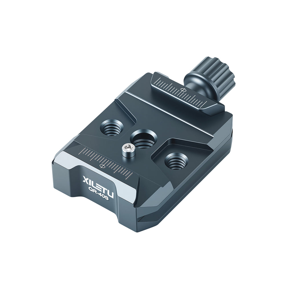 XILETU QR-40S Arca-Swiss QR Clamp Universal Camera Tripod Mount Base Aluminum Alloy 1/4 3/8 Thread for DSLR Mirrorless Vlog Shooting