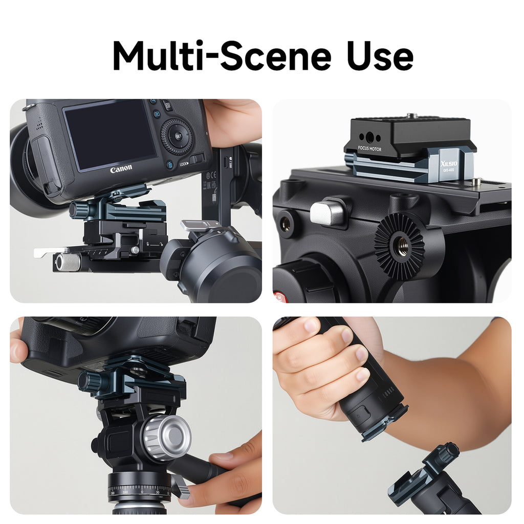XILETU QR-40S Arca-Swiss QR Clamp Universal Camera Tripod Mount Base Aluminum Alloy 1/4 3/8 Thread for DSLR Mirrorless Vlog Shooting
