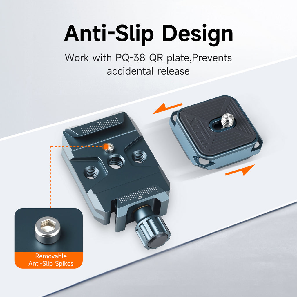 XILETU QR-40S Arca-Swiss QR Clamp Universal Camera Tripod Mount Base Aluminum Alloy 1/4 3/8 Thread for DSLR Mirrorless Vlog Shooting