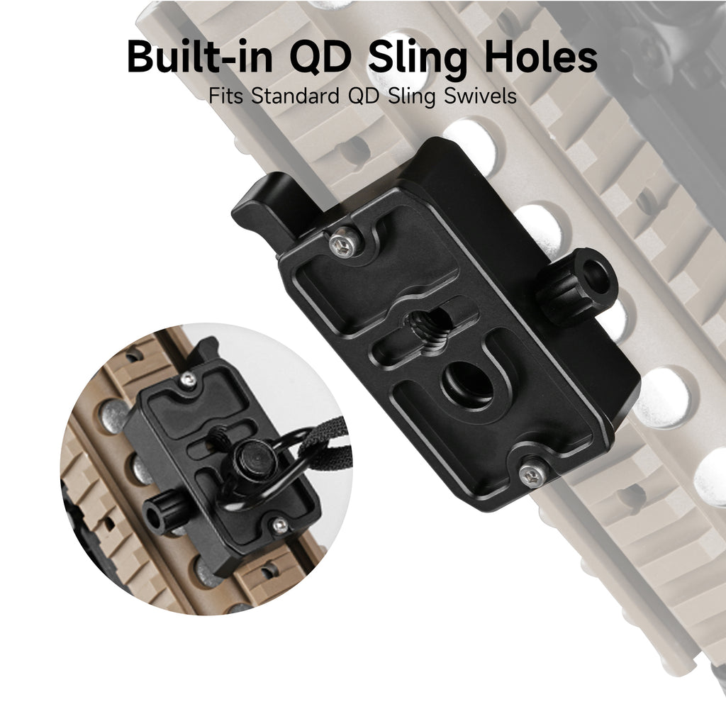 XILETU XPA-3 Picatinny Rail to Arca‑Swiss Tripod Mount Adapter, CNC Aluminum 3/8 Thread QD Sling Hole for Tripod Monopod Ball Head