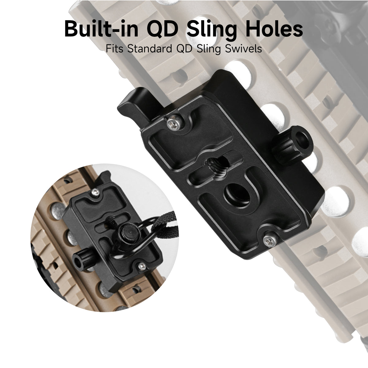 XILETU XPA-3 Picatinny Rail to Arca‑Swiss Tripod Mount Adapter, CNC Aluminum 3/8 Thread QD Sling Hole for Tripod Monopod Ball Head