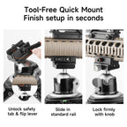 XILETU XPA-3 Picatinny Rail to Arca‑Swiss Tripod Mount Adapter, CNC Aluminum 3/8 Thread QD Sling Hole for Tripod Monopod Ball Head