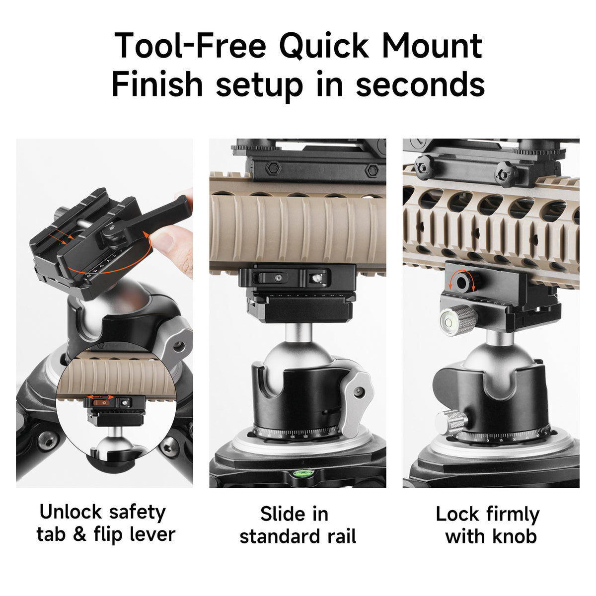XILETU XPA-3 Picatinny Rail to Arca‑Swiss Tripod Mount Adapter, CNC Aluminum 3/8 Thread QD Sling Hole for Tripod Monopod Ball Head