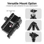 XILETU XPA-3 Picatinny Rail to Arca‑Swiss Tripod Mount Adapter, CNC Aluminum 3/8 Thread QD Sling Hole for Tripod Monopod Ball Head