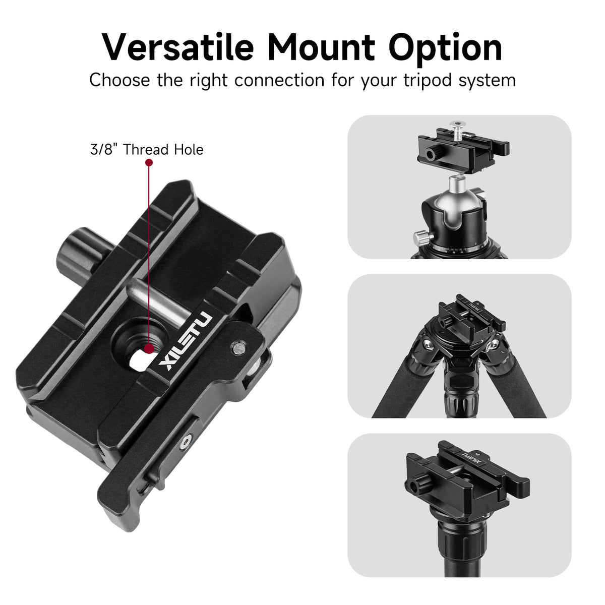 XILETU XPA-3 Picatinny Rail to Arca‑Swiss Tripod Mount Adapter, CNC Aluminum 3/8 Thread QD Sling Hole for Tripod Monopod Ball Head