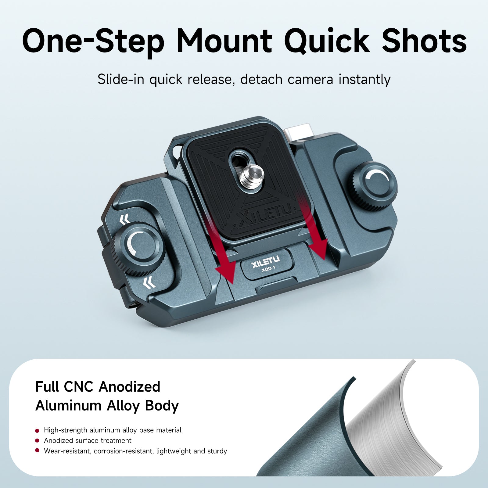 XILETU XQD‑1 Aluminum Alloy Camera Backpack Quick Release Clip, Arca‑Swiss Compatible