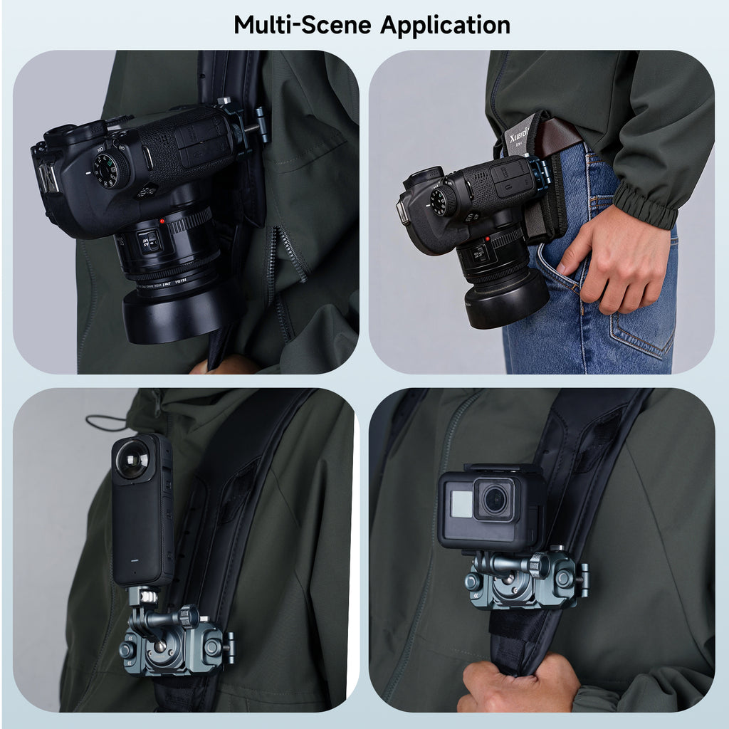XILETU XQD‑1 Aluminum Alloy Camera Backpack Quick Release Clip, Arca‑Swiss Compatible