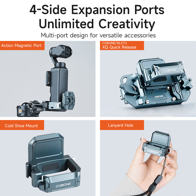 XILETU CPK-3 Aluminum XQ Quick-Release Cage for DJI Osmo Pocket 3, Cold Shoe & Action Adapter with Magnetic Filter Holder