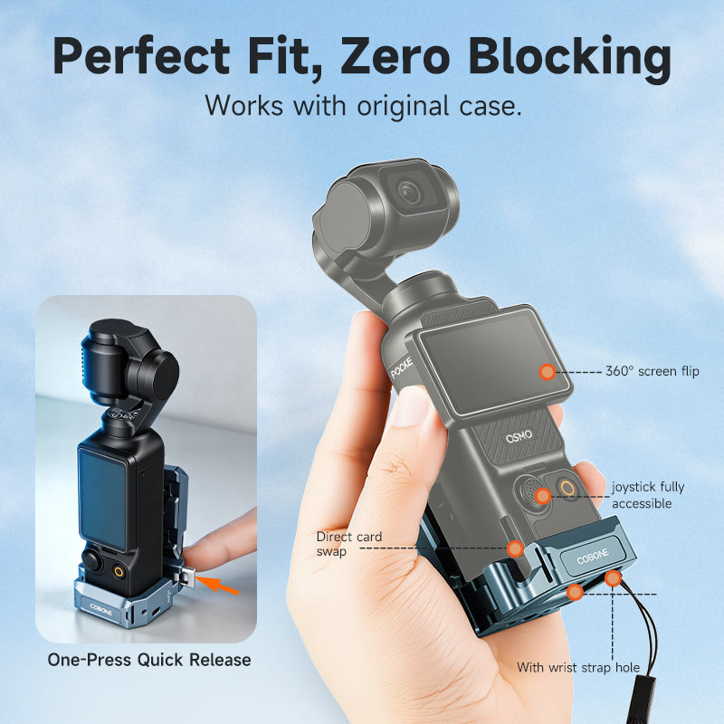 XILETU CPK-2 180° Adjustable Magnetic Mount for DJI Osmo Pocket 3, Cold Shoe 1/4" Thread Action & Filter Holder for Vlog