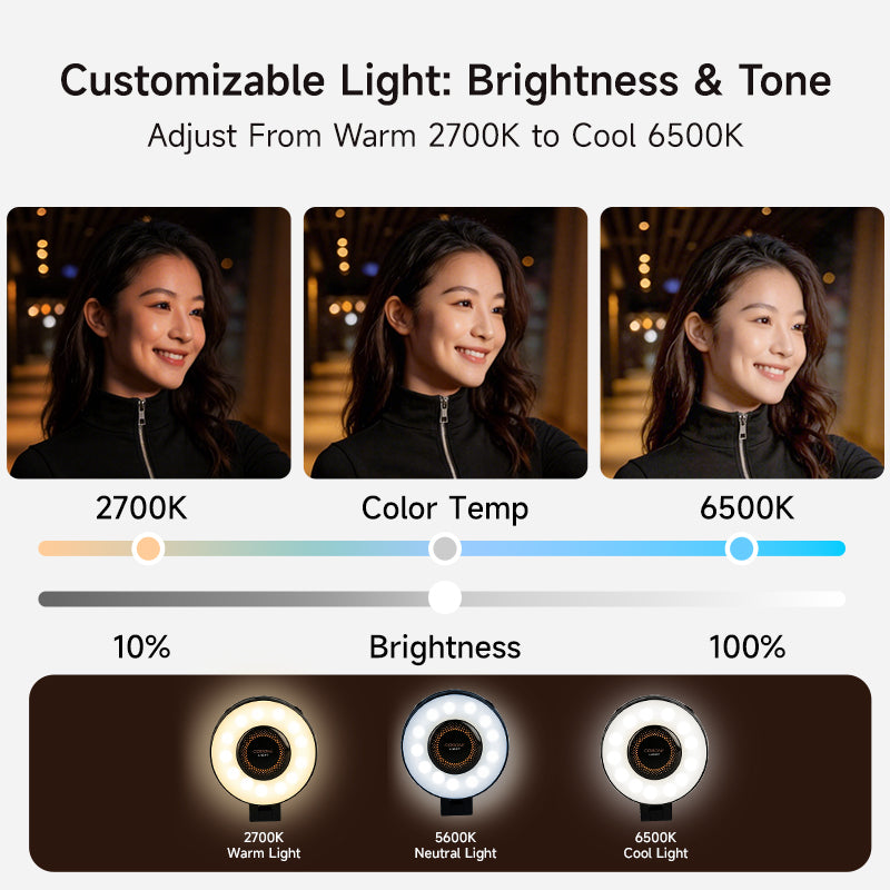 XILETU W-50 Three-tone MagSafe Magnetic Fill Light Dimmable CRI80+ Portable Phone Stand For Outdoor Live Vlog Shooting