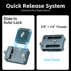 XILETU XQ1 Universal DSLR SLR Camera Gimbal Arca Swiss Quick Release Plate Clamp Quick Switch Kit Tripod Slider Mount Adapter