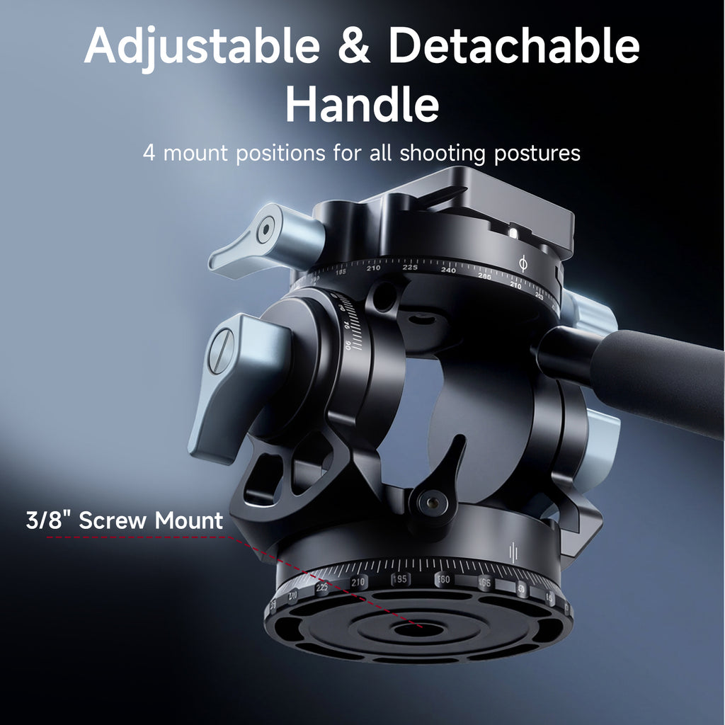 XILETU LD-1R 360° Panoramic Hydraulic Video Head Detachable Handle Arca Swiss Plate Max Load 8kg for DSLR Camera Tripod