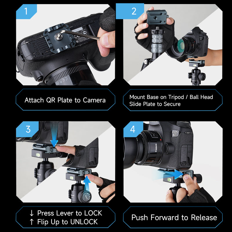 XILETU XQ1 Universal DSLR SLR Camera Gimbal Arca Swiss Quick Release Plate Clamp Quick Switch Kit Tripod Slider Mount Adapter