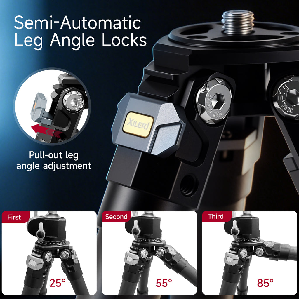 XILETU XLS223C+XG25 Lightweight Stable Carbon Fiber Tripod w 360° Rotation Detachable Ball Head Mini Tabletop Stand For Digital Cameras DSLRS