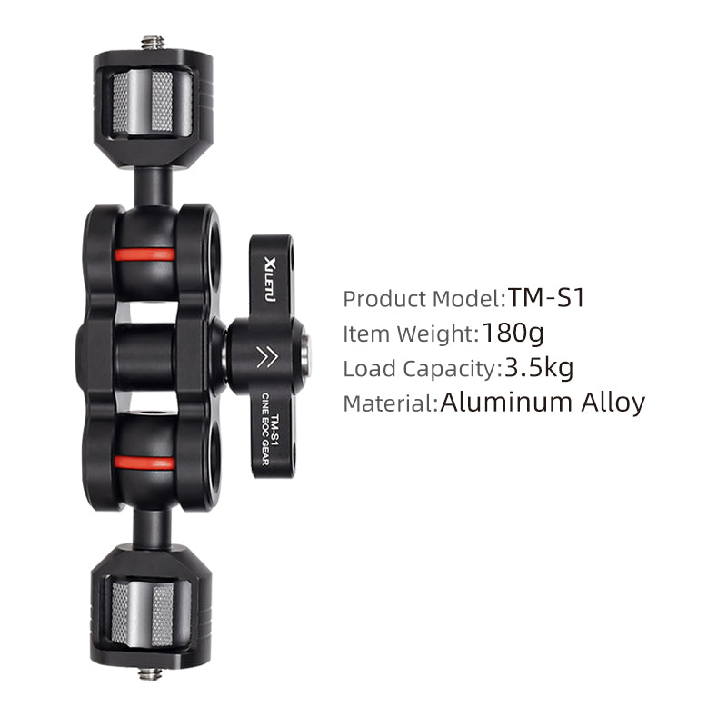 XILETU TM-S1 TM-S2 Magic Arm Camera Mount Bracket Double Ball Head 360° Rotation for Camera Monitor Lights Recorders Microphone Audio