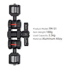 XILETU TM-S1 TM-S2 Magic Arm Camera Mount Bracket Double Ball Head 360° Rotation for Camera Monitor Lights Recorders Microphone Audio