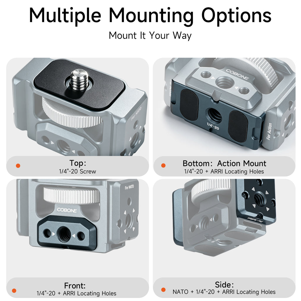 XILETU MI-2 Multifunctional Expansion Mount for DJI Pocket 4 3 Insta360 Luna Ultra 1/4" ARRI NATO Vlog Photography Accessory