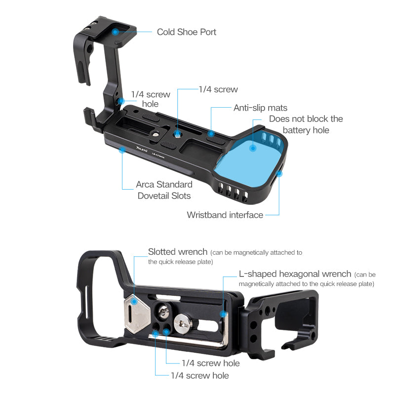 XILETU LB-A7M4III Lightweight L Bracket Arca Swiss Quick Release Plate Vertical Shooting L Plate Camera Tripod Mount for Sony A7M4 A7R4