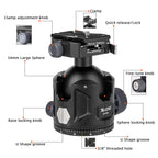 XILETU GS‑54 Aluminum 360° Panoramic Ball Head, 77lbs/35kg Max Load, Arca‑Swiss Compatible, Precision Support for Field & Photography