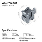 XILETU XDS-14 NATO Clamp Mount for DJI RS Series Stabilizer Multi‑Side Cold Shoe 1/4 Screw Hole ARRI Locating for Vlog Video Shooting