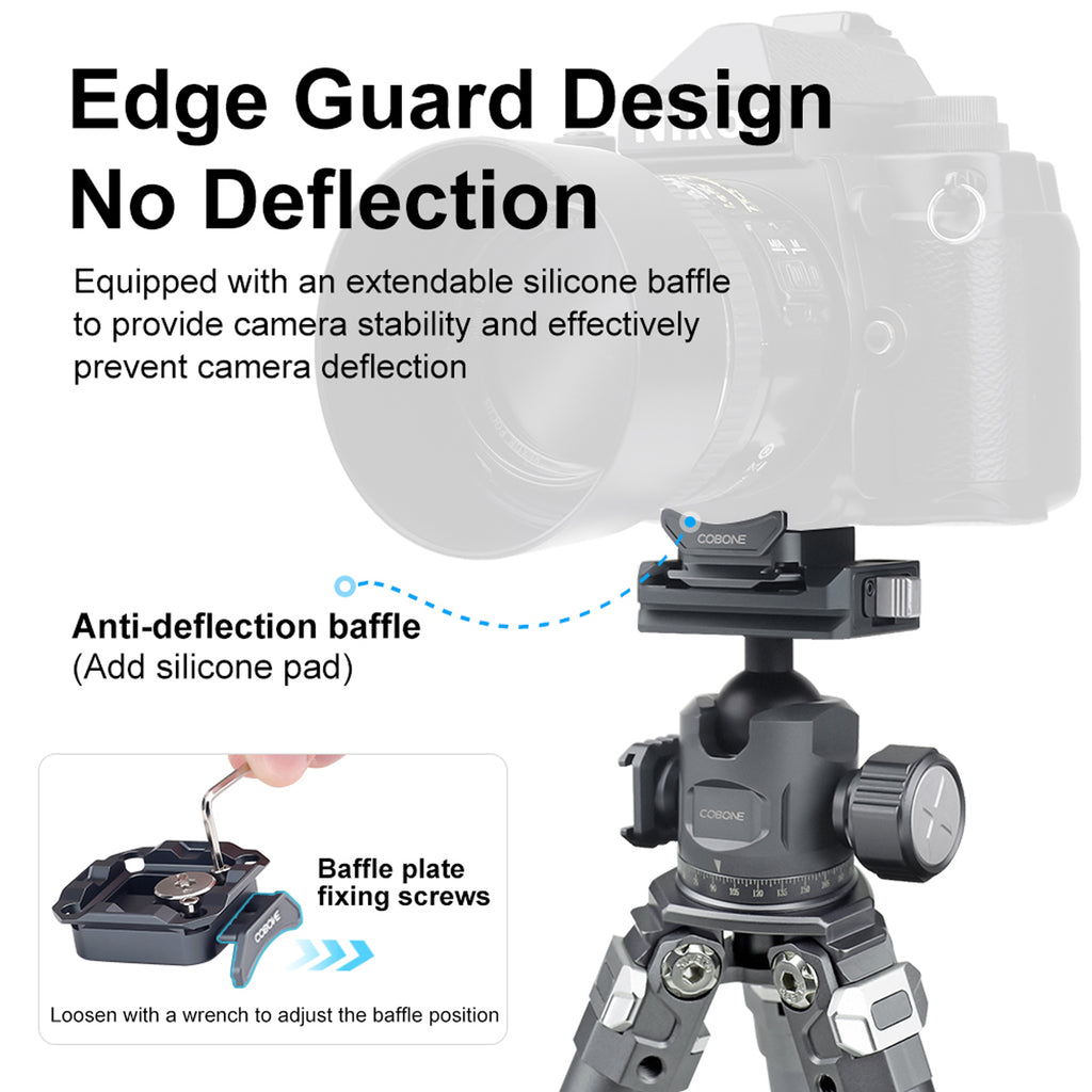 XILETU PQ-38F Anti-Deflection Quick Release Plate 38mm  Arca Type for XQ Backpack Clip Tripod Head Multi-Scene Fast Switching